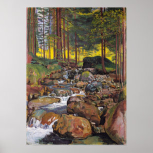 Póster Hodler - Bosque con corriente de montaña 1902