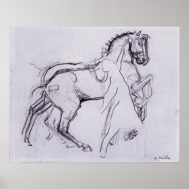 Póster Hodler - Cavalryman En Caballo 1908 (Frente)