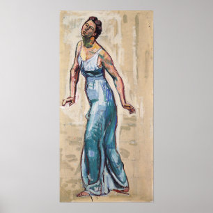 Póster Hodler - Figura Femenina En Tiras Azules 1915