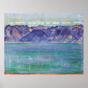 Póster Hodler - Lago de Ginebra, Vistas de la montaña de 