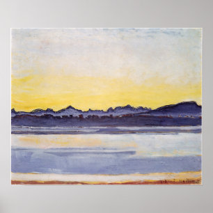 Póster Hodler - Lago Ginebra Con Mont Blanc Antes De Sunr