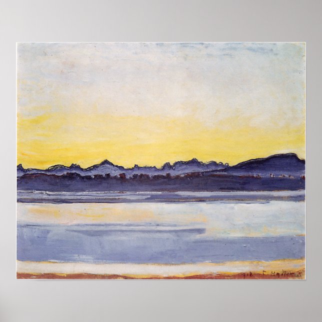 Póster Hodler - Lago Ginebra Con Mont Blanc Antes De Sunr (Frente)