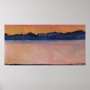 Póster Hodler - Lago Ginebra, Mont Blanc, Mañana 1918