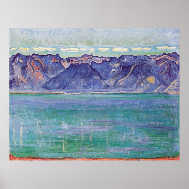 Póster Hodler - Lago Ginebra, Vistas A La Montaña De Sabo (Frente)