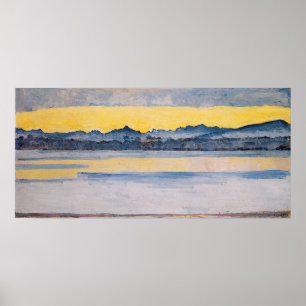 Póster Hodler - Lago Lemán Con Mont Blanc En El Amanecer 