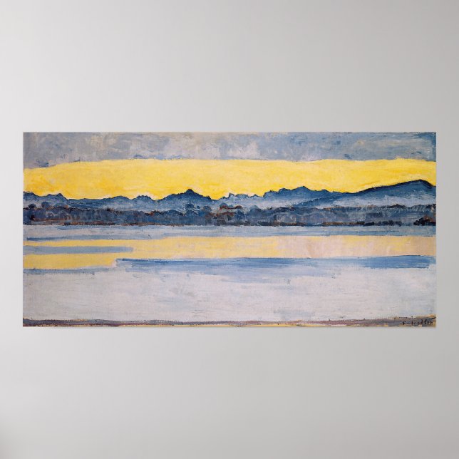 Póster Hodler - Lago Lemán Con Mont Blanc En El Amanecer  (Frente)