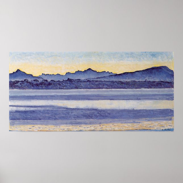 Póster Hodler - Lago Lemán Con Mont Blanc En La Mañana .. (Frente)