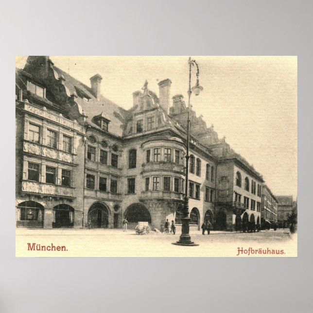 Póster Hofbrauhaus, Munich, Alemania 1900 Vintage (Frente)