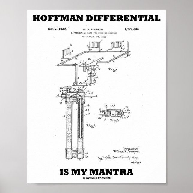 Póster Hoffman Differential is My Mantra US Patent Design (Frente)