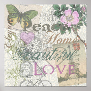 Póster Hogar de Paz Vintage Belleza Amor