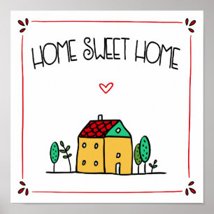 Póster Hogar del dulce del hogar del ilustracion de la