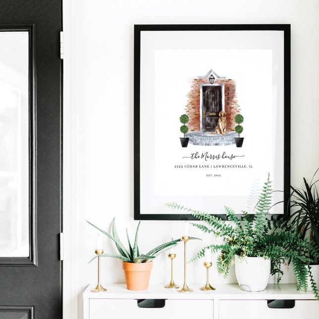 Póster Hogar Dulce Hogar Acuarela Ladrillo Rojo y Puerta  (Subido por el creador)
