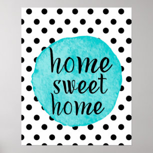 Póster "Hogar Dulce Hogar" acuarela Verde azulada Dot Hea