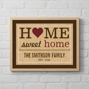 Póster Hogar Dulce Hogar Personalizado Bienvenidos Famili