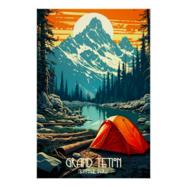 Póster Hogar entre los gigantes | Gran Teton Camping
