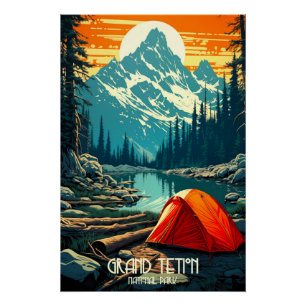 Póster Hogar entre los gigantes   Gran Teton Camping