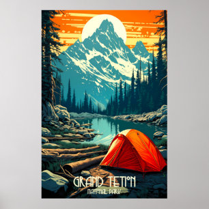 Póster Hogar entre los gigantes   Gran Teton Camping