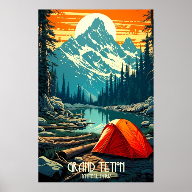 Póster Hogar entre los gigantes | Gran Teton Camping (Frente)