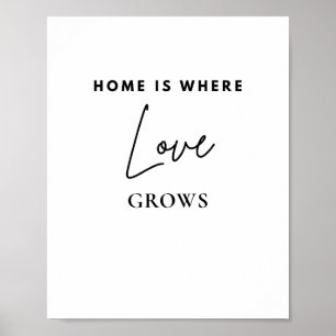 Póster Hogar Es Donde Crece El Amor Frase Minimalista P