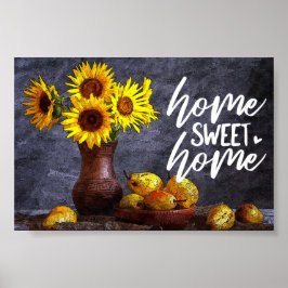 Póster Hogar floral amarillo dulce hogar