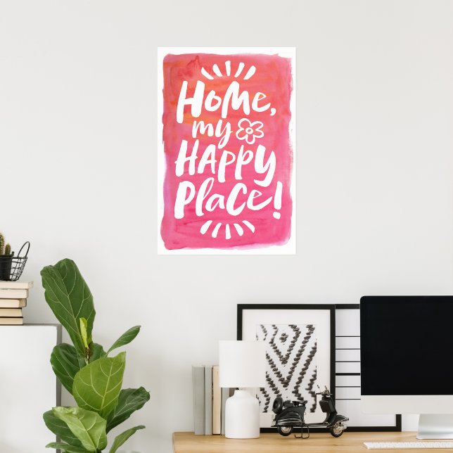 Póster ¡HOGAR, mi lugar feliz! Refugio en su lugar - Aleg (Oficina en casa)