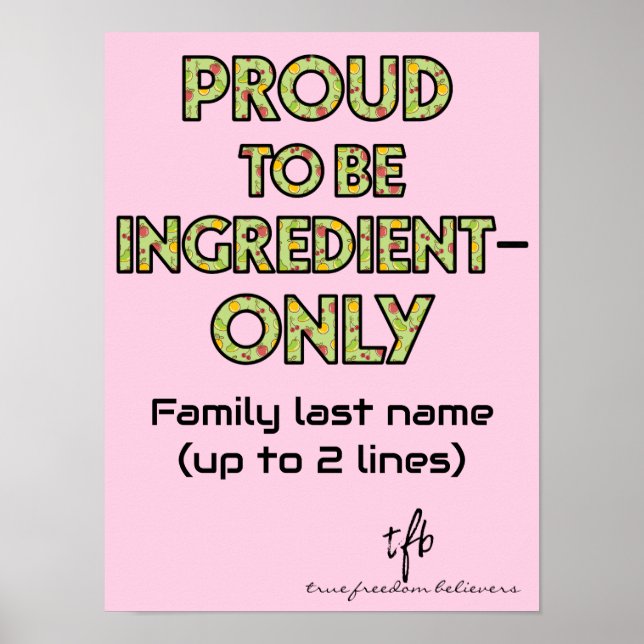 Póster Hogar Pequeño Solo con Ingredientes (Frente)