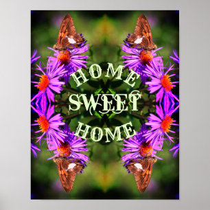Póster Hogar Sweet Home Butterfly Flower Resumen