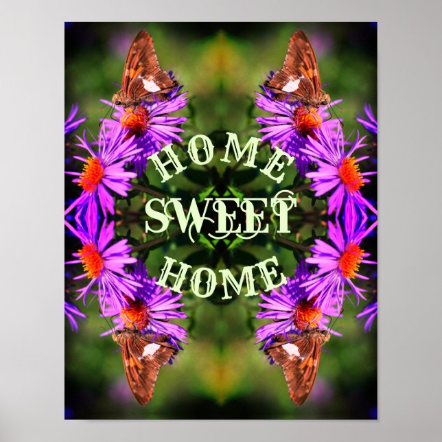 Póster Hogar Sweet Home Butterfly Flower Resumen (Frente)