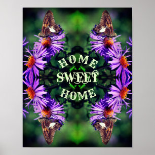 Póster Hogar Sweet Home Butterfly Flower Resumen