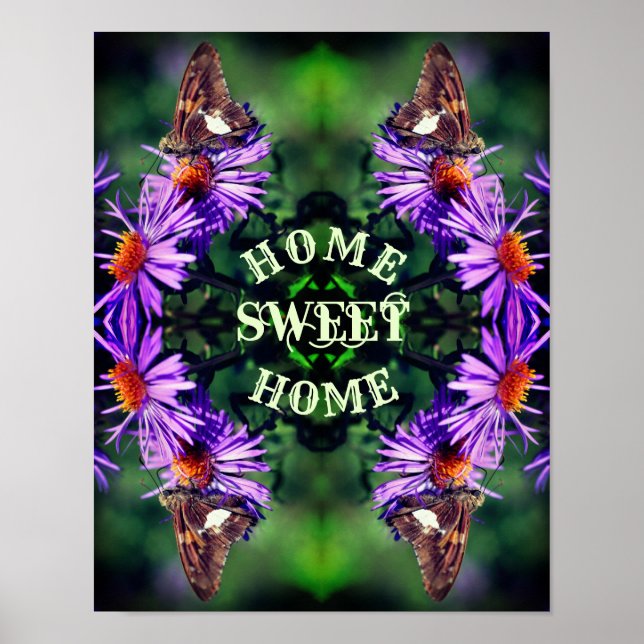 Póster Hogar Sweet Home Butterfly Flower Resumen (Frente)