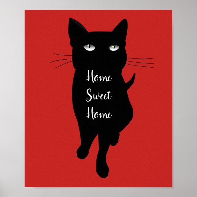 Póster Hogar Sweet Home cita Black cat feline kitty (Frente)
