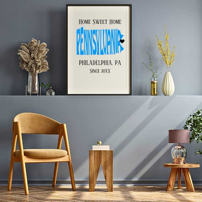 Póster Hogar Sweet Home Philadelphia mapa de estado azul  (Subido por el creador)