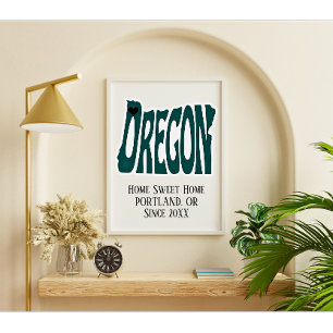 Póster Hogar Sweet Home Portland Oregon Green State Map