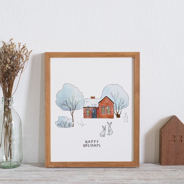 Póster Hogar y animales de invierno acuarela (Subido por el creador)