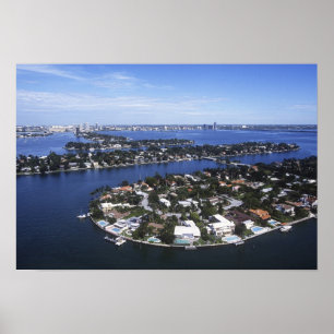 Póster Hogares de isla privada de la Bahía de Biscayne, E