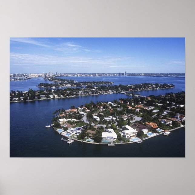 Póster Hogares de isla privada de la Bahía de Biscayne, E (Frente)