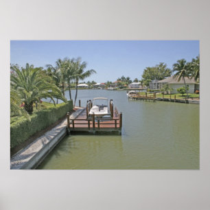 Póster Hogares y muelles en el canal Marco Island Florida