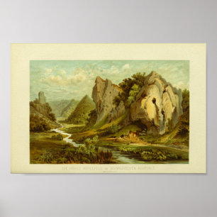 Póster Hohle Fels Cave Landscape Stream