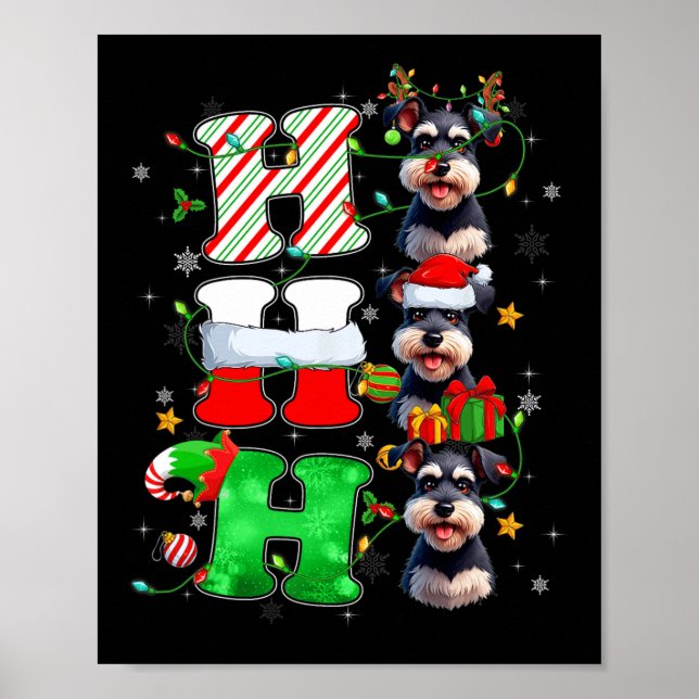 Póster Hohoho Schnauzer Dog Santa Elf Gorra Reindeo Chris (Frente)