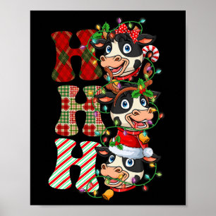 Póster Hohoho Vaca a Santa Claus Gorra reno Merry Christm