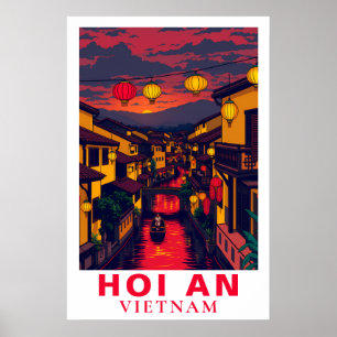 Póster Hoi An Vietnam Linternas de Viaje Antiguas