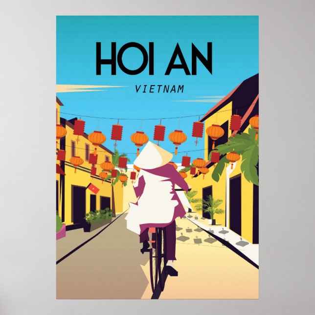 Póster HOi Un pueblo de Vietnam Afiche de viaje Bicicleta (Frente)