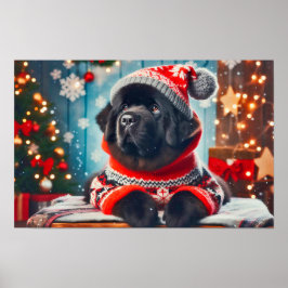 Póster Hoiday Newfie Puppy Poster