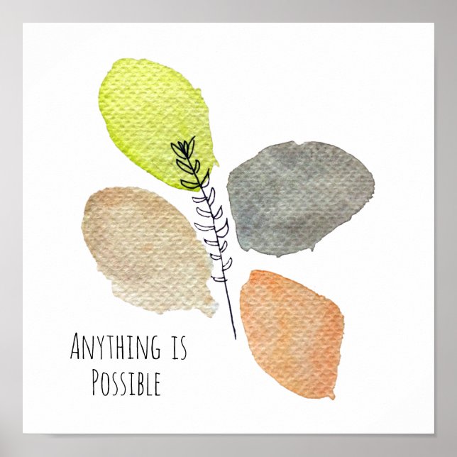 Póster Hoja de acuarela estética moderna (Frente)