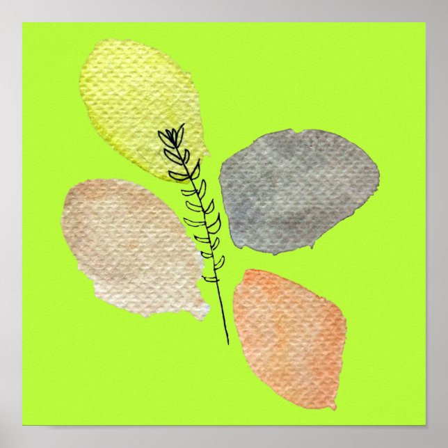 Póster Hoja de acuarela estética moderna (Frente)