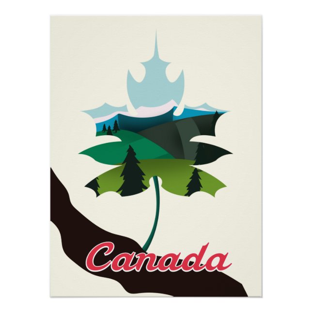 Póster Hoja de arce de Canadá edición blanca (Anverso)