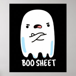Póster Hoja de Boo Graciosa Fantasma Halloween Pun Dark B