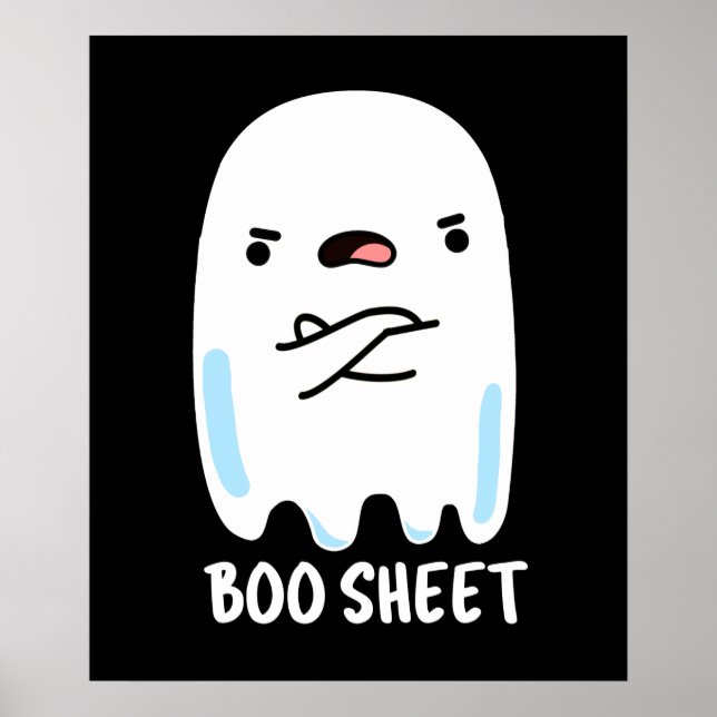 Póster Hoja de Boo Graciosa Fantasma Halloween Pun Dark B (Frente)
