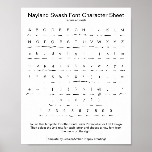 Póster Hoja de caracteres del tipo Swash de Nayland para  (Frente)