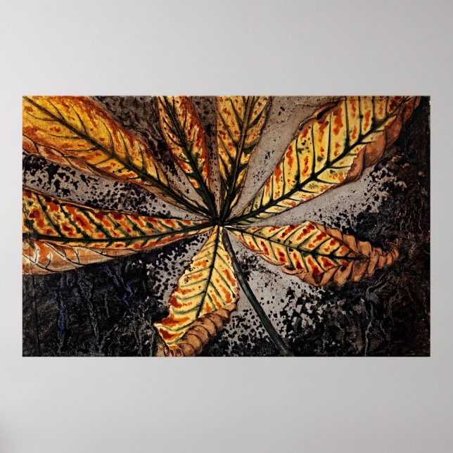 Póster Hoja de castaño por Julie de Graag - Floral retro (Frente)